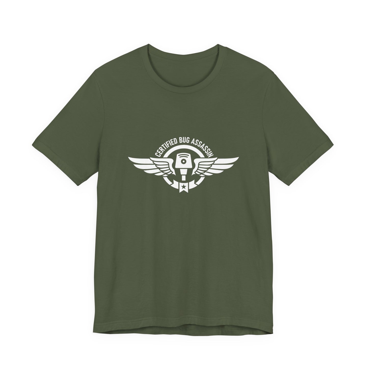 Certified Bug Assassin - Funny Pest Control Military Style Graphic Tee