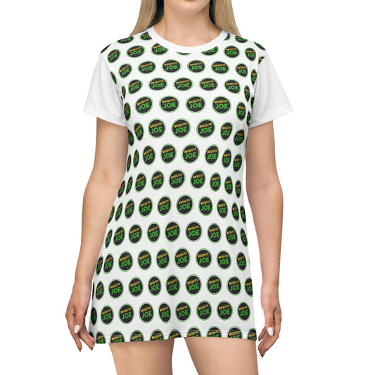 Mosquito Joe Logo T‑Shirt Dress | All‑Over Print, Lightweight