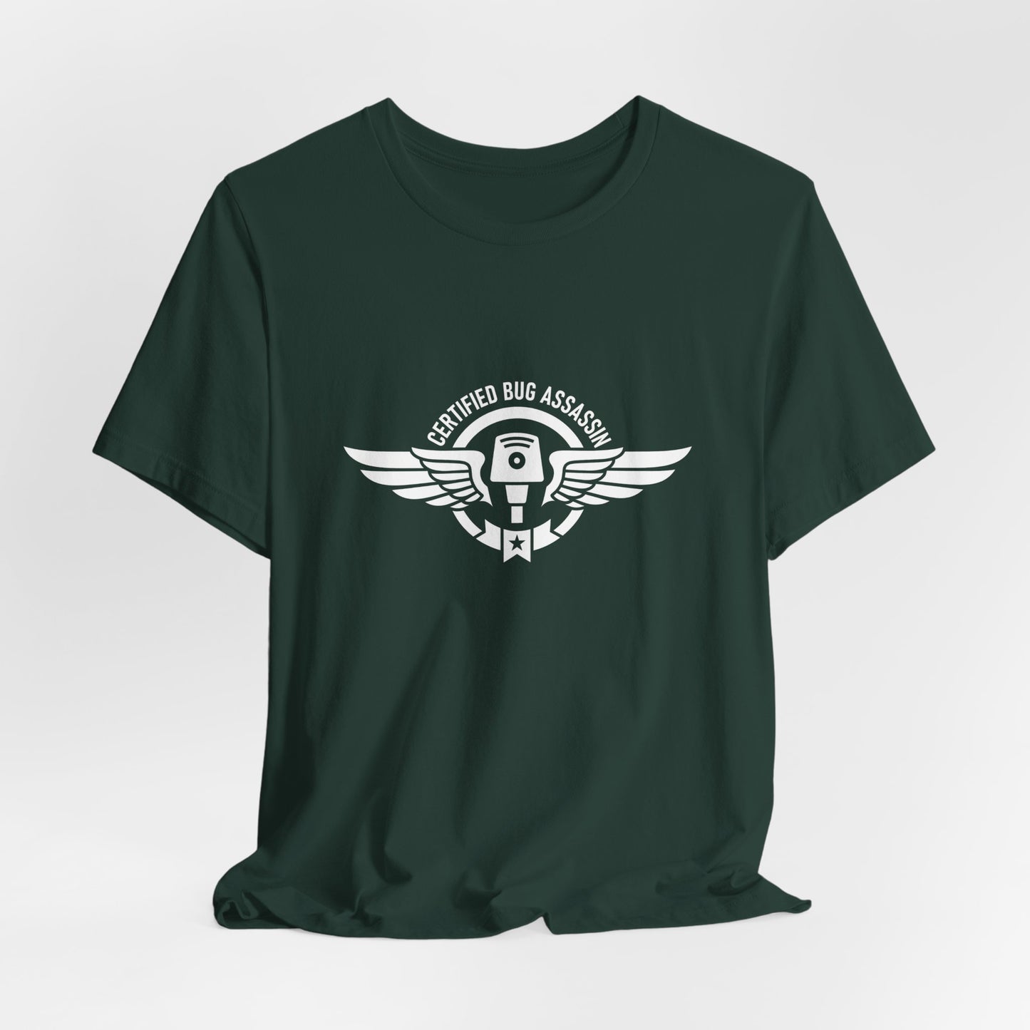 Certified Bug Assassin - Funny Pest Control Military Style Graphic Tee